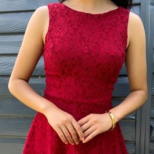 Speechless red lace A-line dress with v-shape open back